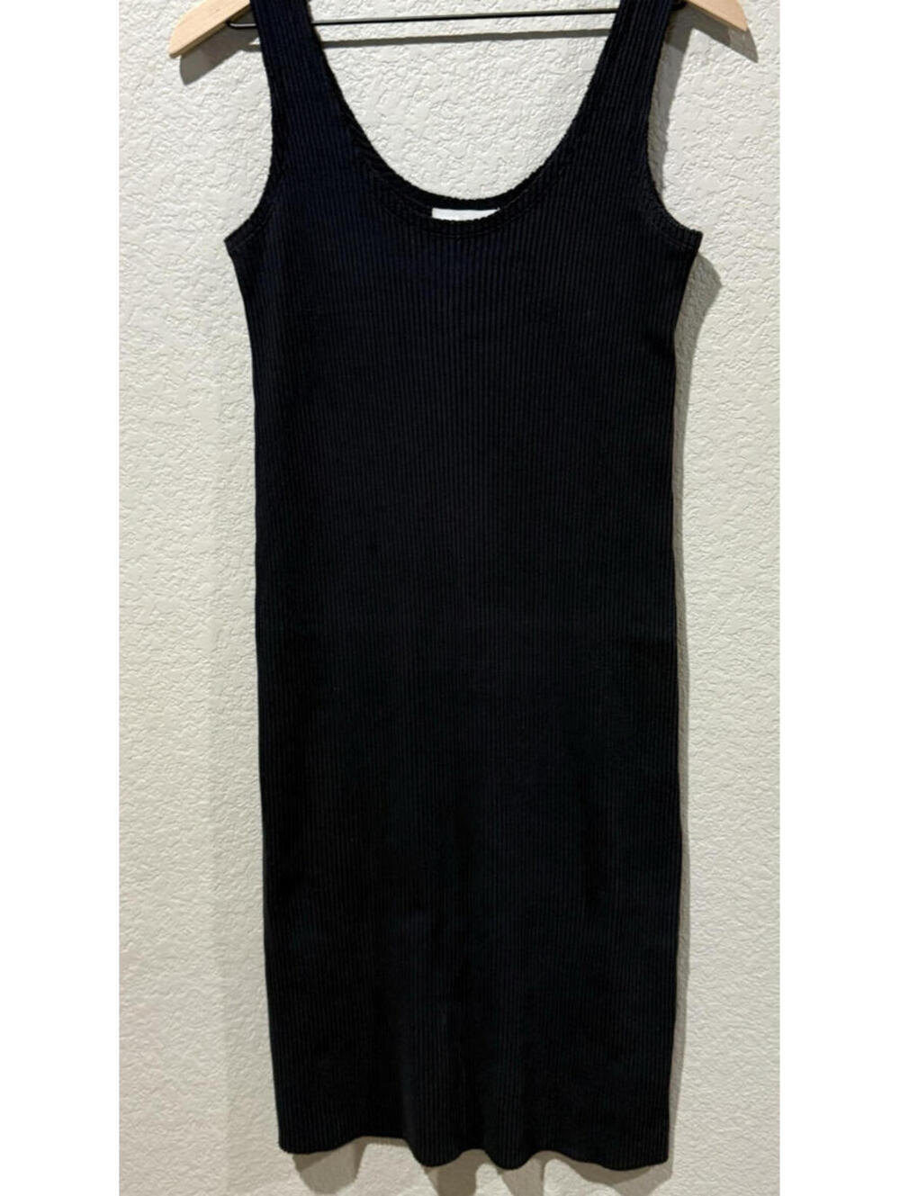 Vince Ribbed‎ Cami Dress Navy Stretch Scoop Neck Small Midi Minimalist Classic